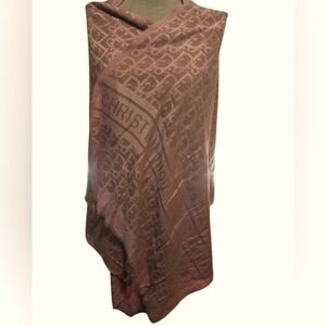 Christian Dior pink on pink Pashmina Silk scarf 27in. Wide 71in long pink desert